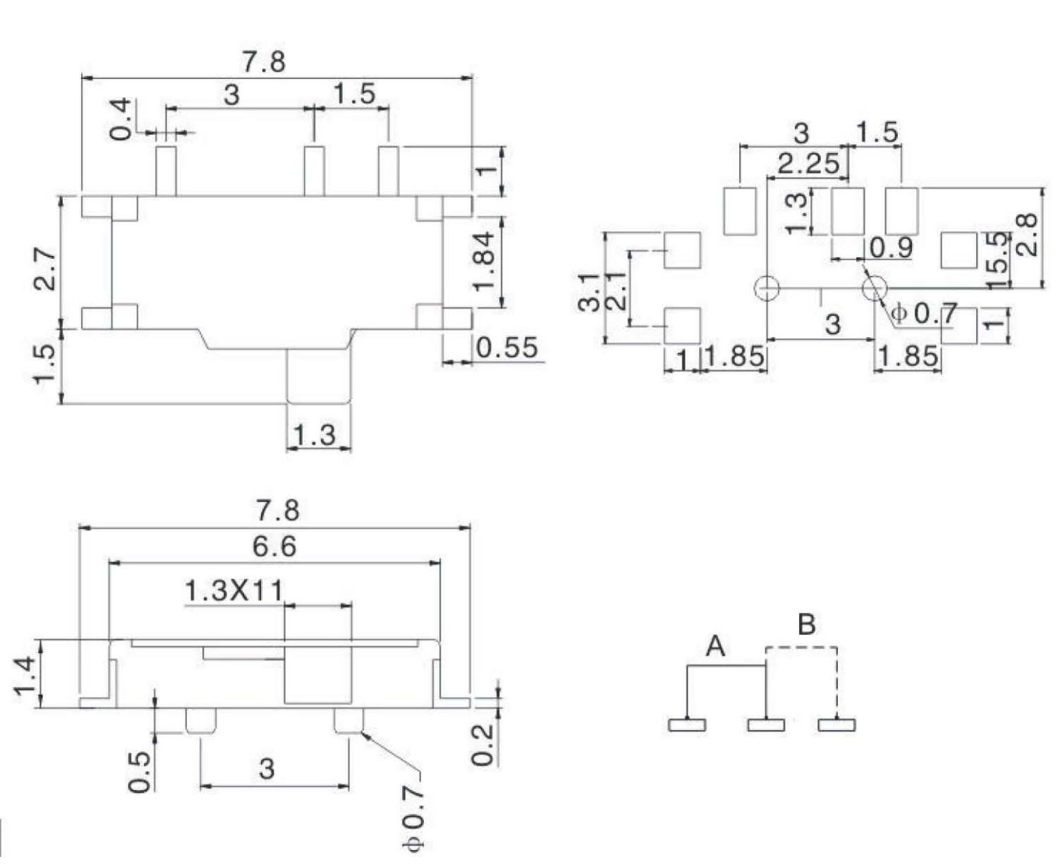MSK-01M(無(wú)定位）撥動(dòng)開(kāi)關(guān)