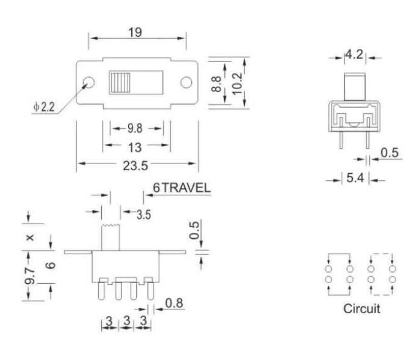 SS-22L24(2P2T)撥動開關