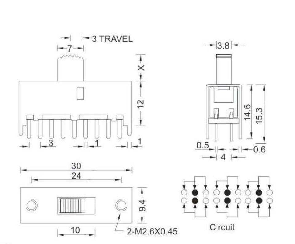SS-62F01(6P2T)撥動開關 SS-62F01(6P2T)撥動開關